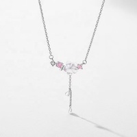 Collier Pendentif Tendance de Luxe Plaqué Or avec Pendentif Fleur Coquillage en Argent Sterling 925 et Chaîne Fine pour Fiançailles et Mariage