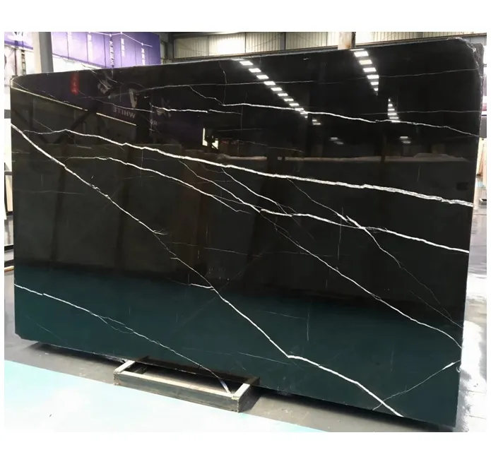 Natural Chinese Black Nero Marquina Marble With White Grains Wall And Floor Tile