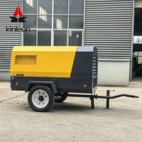Compresseur d'air industriel à vis 185CFM 8 bars mobile avec moteur diesel Kubota pour travaux lourds, construction et exploitation minière