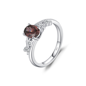 S925 <b>Silver</b> Women's <b>Garnet</b> Oval Cut <b>Ring</b> Prong Setting Romantic Gemstone Engagement channel setting <b>Ring</b> - Product Image 1