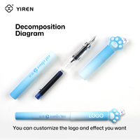 Stylo plume YIREN mignon, stylo animal de dessin animé 3D, ensemble d'écriture Kawaii 0,38 mm pour étudiants, filles, garçons, enfants, fournitures de bureau et scolaires