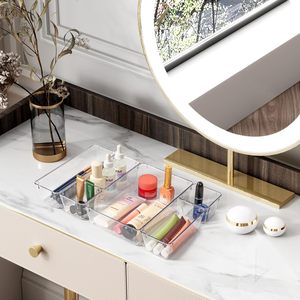 Transparent Drawer Storage Set - Multi-Piece Plastic Storage <strong>Boxes</strong> for Desks Bathrooms Kitchens and <strong>Vanities</strong>-Modular Tray System - Product Image 2