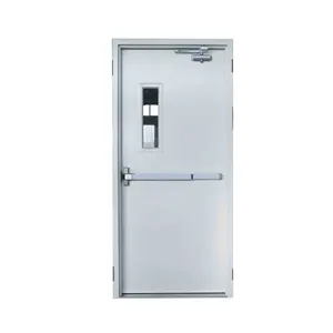 ul listed approve 90 minutes 2 hours commercial steel fire rated exit door with glass and push bar