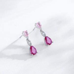 ต่างหูจี้รูปหยดน้ำประดับเพทายสีชมพูทรงหยดน้ำ ดีไซน์หรูหรา รุ่นทองแดงปรับแต่งได้ พร้อมเงินแท้ S925 สำหรับผู้หญิง - Product Image 3