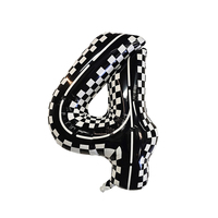 Ballons décoratifs pour fête sur le thème de la course, taille 35 pouces, mosaïque noir et blanc, ballons numérotés pour la décoration de fête d'anniversaire