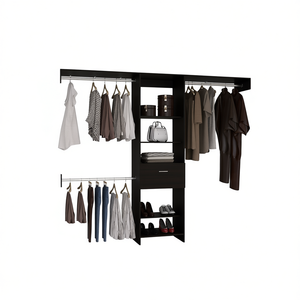 Sistema Armadio Calveston con 1 Cassetto e 4 Ripiani, Nero Wengue, Soluzione di Stoccaggio per Camera da Letto, Arredamento Moderno - Product Image 1