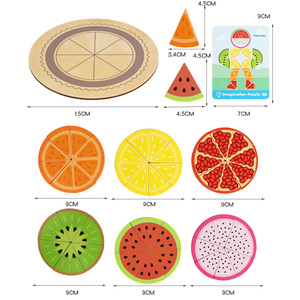 <span class=keywords><strong>Jeu</strong></span> de puzzle créatif Montessori en bois pour l'apprentissage des fruits, des <span class=keywords><strong>fractions</strong></span> et des mathématiques, jouets éducatifs pour enfants garçons - Product Image 3