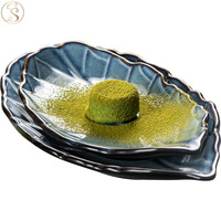 Bol décoratif créatif en forme de feuille unique Assiette de service en céramique pour salade de fruits Ensembles de vaisselle