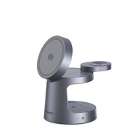 Pengisi Daya Nirkabel Magnetik 3-in-1 25W dengan Lampu Meja Mini Terintegrasi, Bahan ABS, Kompatibel Qi2.2 untuk iPhone & Apple Watch