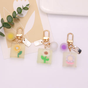 Ute suower พวงกุญแจห้อยป้ายดอกไม้เรซินสดเครื่องประดับลูกบอลลูกกวาดกระเป๋าคู่สุดสร้างสรรค์ - Product Image 2