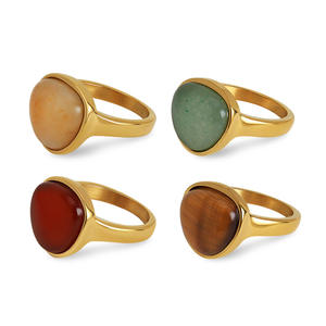 Anillo Unisex de Moda, Estilo Joker, Chapado en Oro de 18k, con Incrustaciones de Piedras Naturales con Forma Geométrica y Ojo de Gato, de Acero Inoxidable y Titanio, para Fiestas - Product Image 4