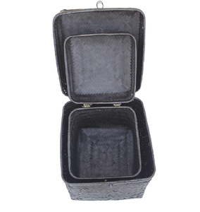 Ensemble de boîtes de rangement en bambou tissé multi-tailles avec couvercle, paniers durables pour l'organisation de la maison, pour les articles ménagers - Product Image 3