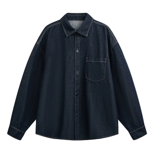 2025 nuova camicia in Denim retrò da uomo-manica lunga originale in pelle di mucca e Design giapponese oversize - Product Image 1