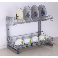 Support de rangement de comptoir en chrome à deux niveaux pour assiettes et bols, idéal pour la cuisine domestique – Vente en gros et personnalisation
