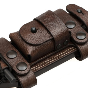 Top Quality Outdoor Cowhide Leather Folding Pocket Knife New Design Outdoor Camping Handmade Forged Knives Cover - Product Image 5