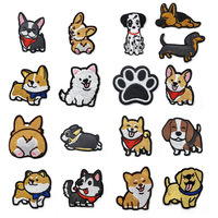 Patch Bordir Hewan Anime Murah Grosir, Patch Bordir Hewan Peliharaan Corgi Custom, Patch Anjing Lucu untuk Disetrika Custom