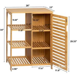Mueble de Baño de Bambú con Puertas y 3 Estantes Laterales, Diseño Minimalista, Color Madera Natural, Independiente - Product Image 2
