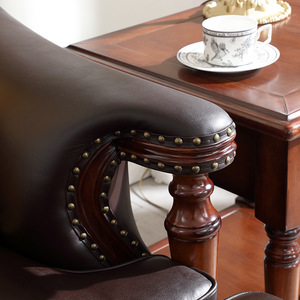 American Retro Genuine Leather L-Shaped <b>Sofa</b> Set With Storage For Living Room - Product Image 3