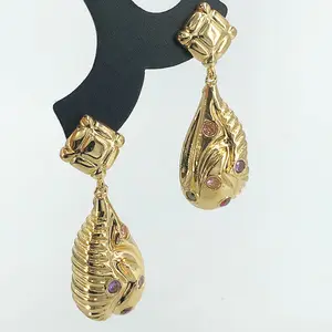 时尚钻石女性金色jhumka耳环2022迪拜珠宝大耳环时尚厚实女耳环