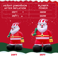 Père Noël Gonflable d'Extérieur avec Lumières LED, Géant Père Noël Soufflant pour Décorations de Fête de Noël Grandes Structures Gonflables avec Souffleur