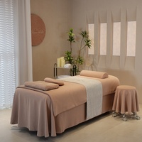 Parure de lit de luxe kaki quatre pièces avec jupe de lit, ensemble de literie pour salon, ensemble de draps pour table de massage