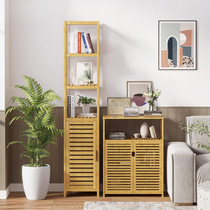 Armoire de rangement en bambou ventilé Urban Neat SYT pour mur <span class=keywords><strong>TV</strong></span>, coin, porte à lattes, panier à linge pour niche de lecture - Product Image 6