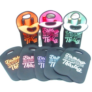 Neoprene Dampproof Double Wine <b>Bottle</b> Holder Insulated Cooler Bag 2 Pack Insulated Tote <b>Bottle</b> Carrier Bucket Wine Cooler Bag - Product Image 2