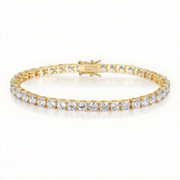Pulsera de tenis de latón chapado en oro con circonita cúbica para mujer, joyería de boutique