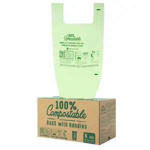 China manufactures bio degradable compostable corn starch PLA custom trash can liner plastic green roll disposable garbage bag