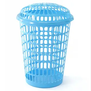 Hollow Out Design Smooth Plastic Dirty Clothes Storage Hamper Laundry Basket With Lids