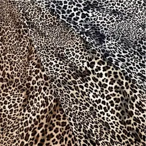 Tela estampada con estampado digital de leopardo, tejido elástico de 4 vías, nueva