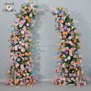 Moderno al aire libre colorido Rosa artificial cuerno flor arco soporte arreglo Floral conjunto boda fiesta evento telón de fondo Decoración - Product Image 4