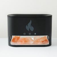 Diffuseur d'arômes ultrasonique transfrontalier pour la maison, avec effet de flamme colorée, humidificateur à pulvérisation en plastique avec pierre de sel naturelle et veilleuse