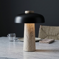 Lampe de table en pierre Huangdong de style nordique danois, style Wabi-Sabi, luxe, rechargeable, à commande tactile, fonctionne sur batterie, pour chambre à coucher