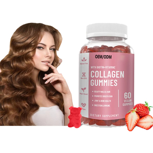 Precio de fábrica Colágeno <span class=keywords><strong>Gummy</strong></span> Fresa Sabor Colágeno Gummies Con Biotina Vitamina C Para Cabello Piel Uñas - Product Image 1