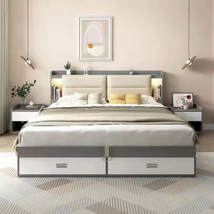 Marco de cama tamaño King de diseño moderno Marco de cama Queen Fabricación profesional Camas de madera Nueva tecnología para dormitorio u hotel - Product Image 6