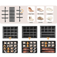 Organisateur de chaussures empilable pour placard convient à 16 paires de grandes boîtes à chaussures avec séparateurs réglables
