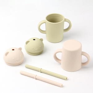 Gobelet à paille en silicone de qualité alimentaire pour bébé, anti-chute, pour l'apprentissage de la boisson, avec poignée amovible pour enfants - Product Image 3