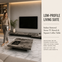 Meuble TV en pierre frittée italienne, table basse minimaliste nordique, ensemble de meuble TV mural suspendu en marbre haut de gamme, style luxe léger