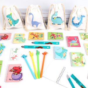 Venta al por mayor de suministros para fiestas temáticas de dinosaurios, juego de regalos de estudio para niños, bolígrafo de dinosaurio, borrador de lápiz, bolsas de lona, Bloc de notas - Product Image 2