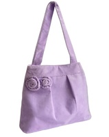 Nouveau sac à main fourre-tout en flanelle personnalisé à la mode avec fermeture éclair sac fourre-tout en velours avec bouton pour femmes décoration florale