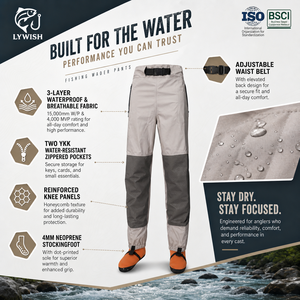 Pantalons de pêche à la taille avec poches et pieds en maille résistants pour hommes et femmes, waders de pêche imperméables respirants 3 couches - Product Image 4