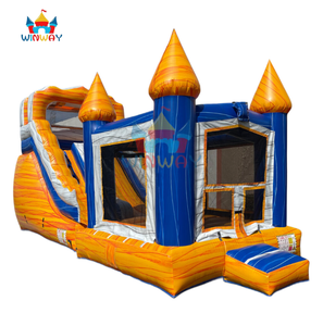 Castillo Inflable de PVC de Alta Calidad Personalizado, Color Azul Mármol, con Tobogán de Agua y Piscina, Casa de Brinco en Venta - Product Image 3