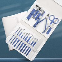 Ensemble de manucure et pédicure portable de luxe en acier inoxydable de 18 pièces avec boîte pour bébés et adultes, outils de soins de beauté professionnels