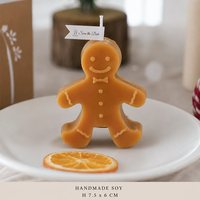 Weihnachtliche Lebkuchenmann-, Schneemann- und Rentier-Wachskerzen-Geschenkbox Frohe Weihnachten 7,5x6cm Winter-Feiertagsdekoration
