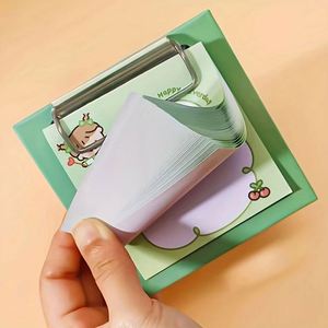 30sheets Cute Cartoon Plaid Print Mini Clipboard Sticky Note Set Loose Leaf Portable Square <b>Memo</b> <b>Pads</b> Metal - Product Image 4