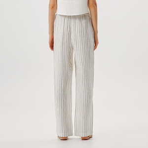 Taille haute élastique lin tissu pantalon ample printemps et été dames vêtements <span class=keywords><strong>de</strong></span> bureau décontracté bande <span class=keywords><strong>crayon</strong></span> pantalon pantalon pour femmes - Product Image 4