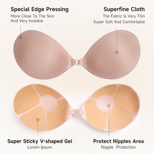 Soutien-gorge adhésif invisible pour femme, sans <span class=keywords><strong>dos</strong></span>, sans couture, à bonnets ronds, en silicone, anti-transpiration, à forte adhérence, nouvelle technologie, tenue longue durée - Product Image 6