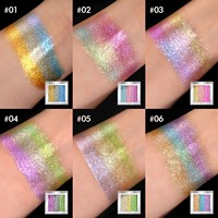Fard à paupières duo-chrome carré arc-en-ciel haute pigmentation, maquillage cosmétique tendance 2026, marque privée, fard à paupières scintillant