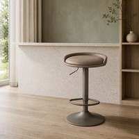 Tabouret de bar pivotant moderne en similicuir, hauteur réglable, base en métal, repose-pieds pour hôtel, îlot de cuisine, restaurant, comptoir